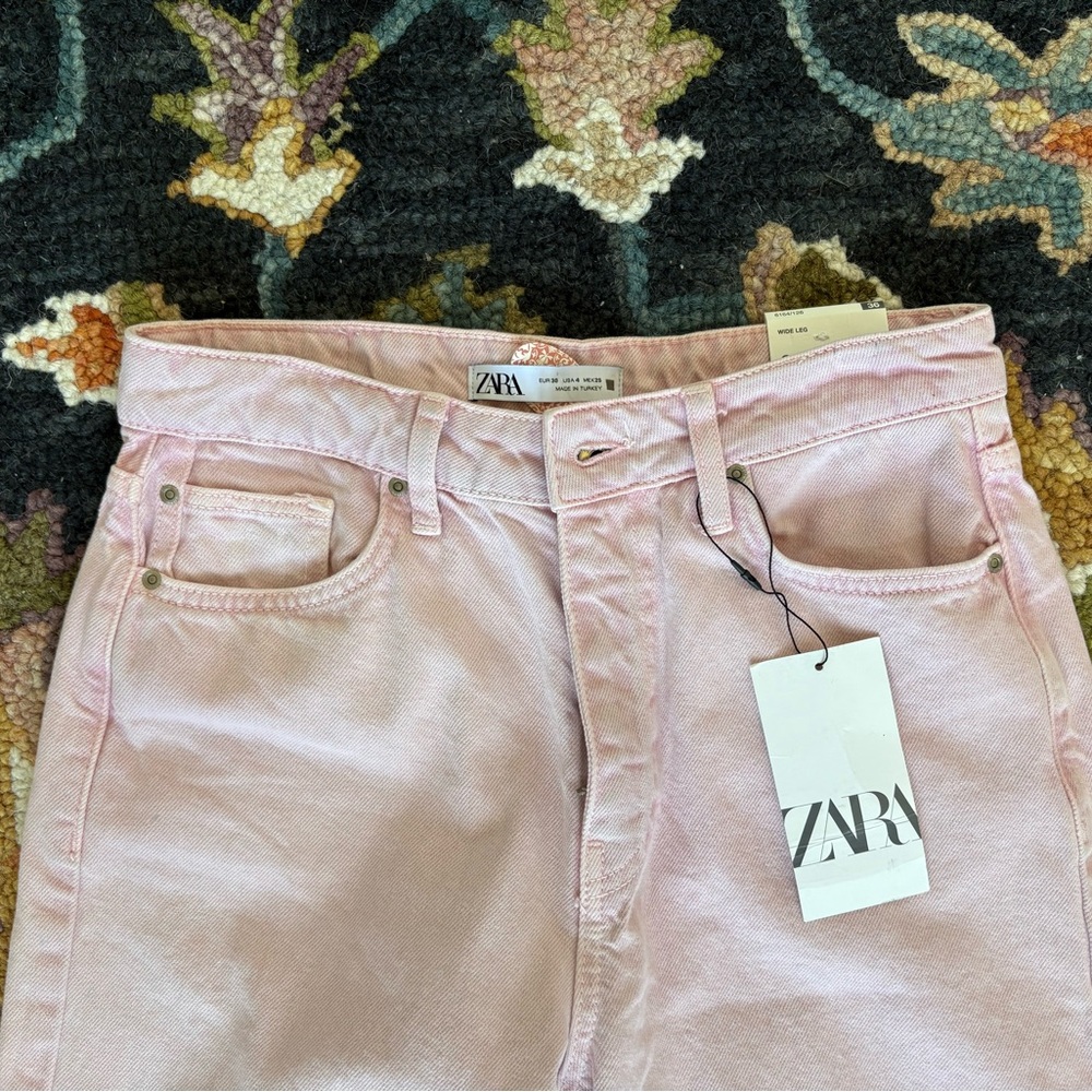 Zara Pink Wide Leg Jeans - Picture 2 of 10
